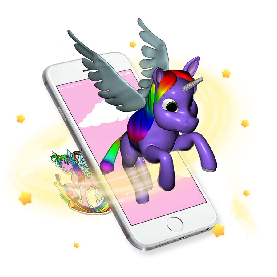Augmented reality unicorn sticker comes to life